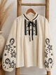 Женская Рубашка Вышиванка Базовая Белая Вышитая С Черной Вышивкой И Широкими Рукавами M (401543) - изображение 2