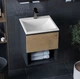 Тумба лакированная, подвесная Luxor Bianko 40 Дуб, с умывальником Veo Low 40 - изображение 5