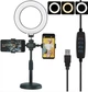 Кільцева LED лампа для селфі Phone Live WN-20 16 см Світлодіодне кільцеве світло для блогерів з тримачем для двох смартфонів, штативом та пультом керування - зображення 3