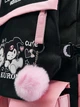 Шкільний підлітковий рюкзак з помпоном та USB кабелем KUROMI PINK для дівчинки в японському стилі - изображение 9