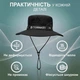 Панама туристическая с защитой от УФ UPF 50+ для рыбалки прогулок на природе туристическая мужская женская с широкими полями со шнурком от ветра рыбацкая охотничья с вентиляцией непромокаемая с кнопками универсальная GDragon Черная 194_1_0_3 - изображение 6