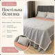 Комплект постельного белья Mency Home Collection из вареного хлопка Евро 200×230 см с кружевом, серо-коричневый с листочками - изображение 1