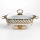 Мармит фарфоровый Tiffany 1 л на металлической подставке со стеклянной крышкой - изображение 1