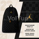 Рюкзак JORDAN Gold Logo Monogram Backpack Black чёрный с принтом 23, стильный рюкзак для учёбы и города - изображение 2