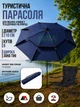 Туристический зонт диаметром 210 см восьмиугольный, вращение 360°, UV-защита, антиветер двойная вентиляция, чехол, синий - зображення 1