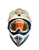 Эндуро кроссовый мотошлем Helmet Rock бело красный XL + очки Profi 100% черно белые стекло поляризация - изображение 3