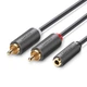 Кабель AUX Audio TRS - RCAx2 M/F 1.0м UGREEN AV102 Сірий - зображення 1