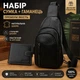 Подарочный набор из натуральной кожи: мужская сумка-бананка через плечо + кошелек, черный комплект для мужчины (1643+708) - изображение 1