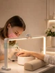 Настольная безтеневая LED-лампа прямоугольник 40 Вт для маникюра, бровиста, визажиста с держателем для смартфона, белая - зображення 8
