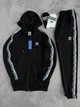 Весняно-осінній Костюм (бавовна) Adidas, чоловічий, зіп худі-штани, чорний, розмір L - изображение 3