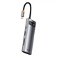 USB-хаб Baseus Metal Gleam Multifunctional 7-in-1 USB-C to 2xUSB-A/2xUSB-C/HDMI/SD/TF Grey (WKWG020113) - зображення 2