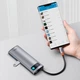 USB-хаб Baseus Metal Gleam Multifunctional 7-in-1 USB-C to 2xUSB-A/2xUSB-C/HDMI/SD/TF Grey (WKWG020113) - зображення 11
