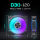 Вентилятори PHANTEKS D30 корпусні з ARGB та PWM, 120x30 мм, 3 шт, чорні - зображення 10