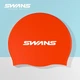 Шапочка для плавания SWANS силиконовая для длинных волос с защитой ушей, унисекс, оранжево-красная - изображение 4