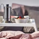 Стол IKEA KLIPSK для завтрака и ноутбука белый складной 56x36 см с пазом для планшета и отверстием для кабеля поднос подставка для кровати и дивана функциональный аксессуар для комфортного отдыха дома эргономичное решение для работы - изображение 3
