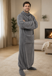 Длинный плед-халат Oversize 140×170 см с широкими рукавами, большим передним карманом, из мягкого полиэстера для дома, дачи, террасы и путешествий - изображение 6