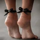 Женские браслеты на ноги с бантиками SV Leather Ankle комплект 2шт Черный - изображение 2