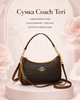 Жіноча сумка Coach Teri коричнева — на плече з монограмою, золотистою фурнітурою та ремінцем - зображення 1
