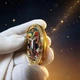 Большая Сувенирная Монета "Красная Огненная Коза" 45мм, символ 2027 года / Подарочная монета в футляре / Gold (G27) - изображение 3