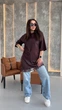 Футболка-туніка в стилі Zara мод СОКР-9075, шоколад, 42-46 - зображення 2