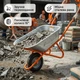 Тачка строительная одноколесная 90л 200кг колесо 15 дюймов для перевозки строительных материалов и садовых удобрений универсальная серебристая FLORA SK_5056464А12 - изображение 2