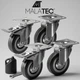 Колеса для тележек Malatec набор 4 шт поворотные с тормозом 75 мм прорезиненные промышленные для мебели и верстаков нагрузка 220 кг - изображение 1