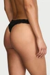 Трусики стринги Cotton Lace-Waist Thong Victoria's Secret черный с розовым L - изображение 2