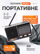 Аккумуляторный портативный радиоприемник FM AM SW с USB microSD и LED-фонарем, радио от батареек и сети для дома и дачи серый - изображение 1