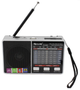 Аккумуляторный портативный радиоприемник FM AM SW с USB microSD и LED-фонарем, радио от батареек и сети для дома и дачи серый - изображение 4