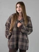 Жіноча кофта з альпаки коричнева в клітинку з капюшоном one size (2631275) - зображення 1