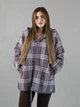 Жіноча кофта з альпаки лілова в клітинку з капюшоном one size (2631275) - зображення 7