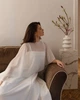 Белая шифоновая накидка vintage L/XL молочный 43338080 - изображение 2