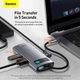 USB-хаб Baseus Metal Gleam Series 4-in-1 Multifunctional Type-C Hub Docking Station Gray (CAHUB-CY0G) [75254] - изображение 9