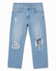Женские джинсы ASOS DESIGN голубые прямого кроя с рваными коленями W32 L30, размер L - Уценка - изображение 1