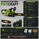 Аккумуляторная цепная пила Procraft PKA36 20V с бесщеточным двигателем шиной 250 мм шагом цепи 3/8 автоматической смазкой и бесключевой натяжкой - изображение 3