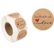 Наклейки стікери "Handmade with love" ZA11, крафтові, 2.5 см, 500шт/рулон, етикетки, що самоклеяться, для пакування товарів - зображення 1