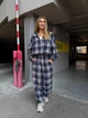 Костюм женский прогулочный в клетку синего цвета 39123 42/48 - изображение 3
