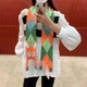 Вязаный женский шарф с лисичкой 150×12 см разноцветный - изображение 2