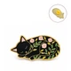 Значок-пин BROCHE брошь Животные Спящий Котик в цветах чёрный BRGV115596 - изображение 1
