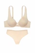 Комплект белья: бюстгальтер с мягкой чашкой и трусики стринг Victoria's Secret 70C/XS Бежевый (153666) - изображение 1