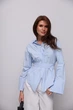 Приталена однотонна сорочка з поясом колір блакитний розмір ONE SIZE FL_003489 - зображення 1