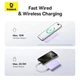 Павербанк Baseus 10000 mAh 22.5W Павербанк Baseus EnerFill FM11 Ultra-Mini с быстрой и беспроводной зарядкой Qi, Портативный внешний аккумулятор, порт Type-C, LED-индикатор Фиолетовый - изображение 10