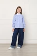 Джинсы wide leg для девочек 128 цвет темно-синий YUKI ЦБ-00298798 - изображение 2