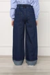 Джинсы wide leg для девочек 128 цвет темно-синий YUKI ЦБ-00298798 - изображение 4