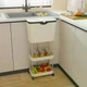 Кухонний візок з урною для сміття для зберігання та організації простору • Багатофункціональна етажерка для кухні на колесах - изображение 3
