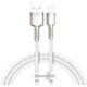 Дата кабель USB 2.0 AM to Lightning 1.0m Cafule Series Metal 2.4A White Baseus (CALJK-A02) - изображение 1