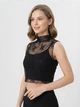 Прозорий мереживний кроп-топ із коміром-стійкою Honey Fashion Accessories XS/S чорний (10-138) - зображення 2