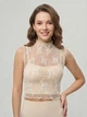 Прозорий мереживний кроп-топ із коміром-стійкою Honey Fashion Accessories XS/S молочний (10-138) - зображення 1