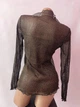 Прозора блискуча кофтинка-сітка з люрексом Honey Fashion Accessories S/M/L коричневий (10-51) - зображення 5