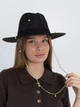 Капелюх Федора з рафія з золотистим ланцюгом з перлинами D.Hats чорний - зображення 4